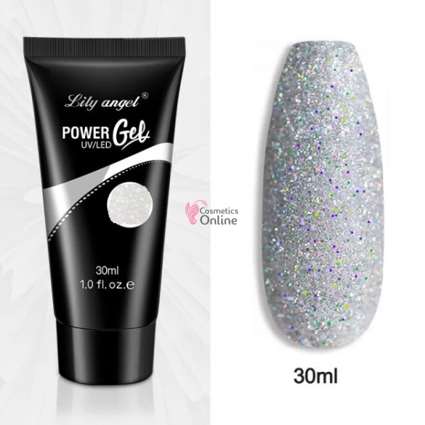 PolyAcril Gel UV/ LED pentru unghii false Lily Angel de 30 ML - 038 Argintiu cu Reflexii